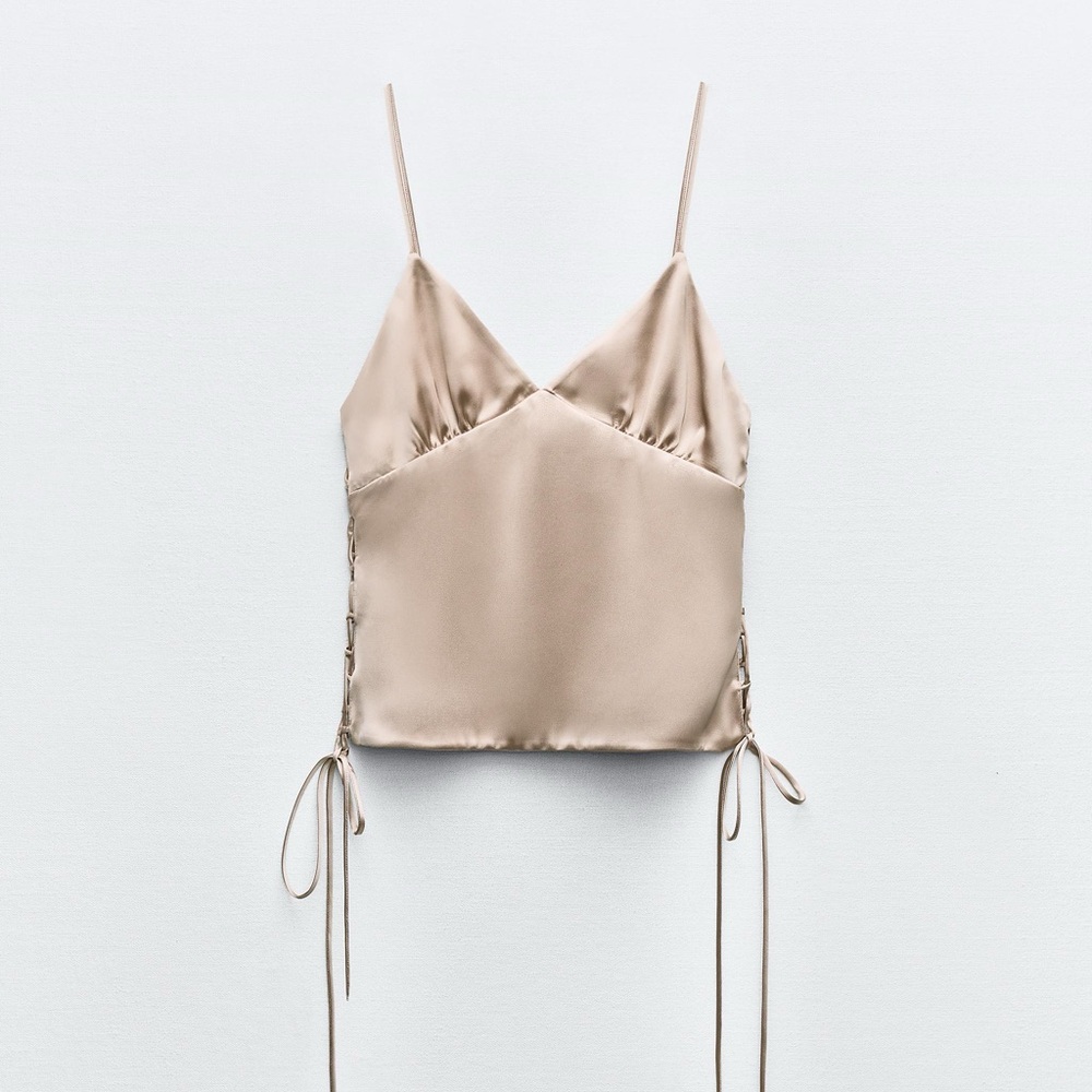Zara Satin Beige Cami Top